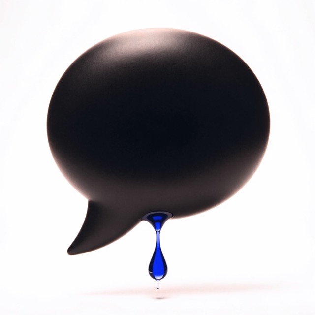 Balão de mensagem com uma gota azul escorrendo